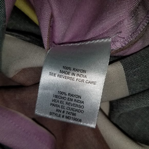 Patrons of Peace Mocha Multicolor Striped Buttons Front Dress Medium Small NEW - Picture 7 of 11